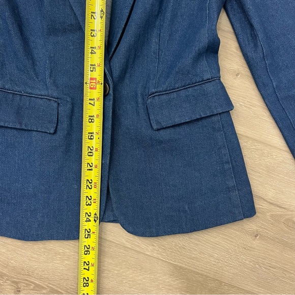 Court & Rowe Women Blue Denim One-Button Blazer Jacket Size 4 - Picture 8 of 9